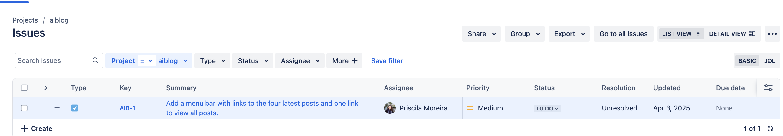 Jira Before - To Do
